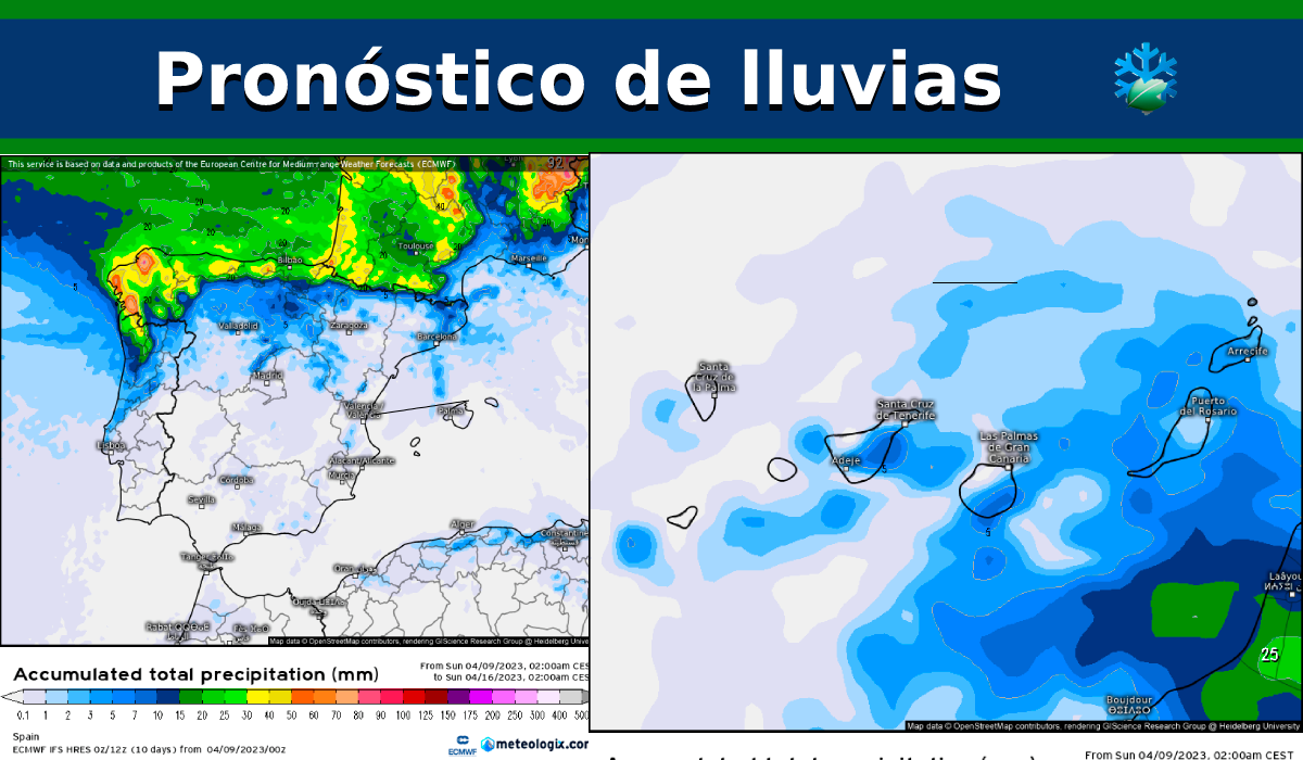 Estas son las lluvias 🌧️ que podemos esperar durante la próxima semana en España según los modelos