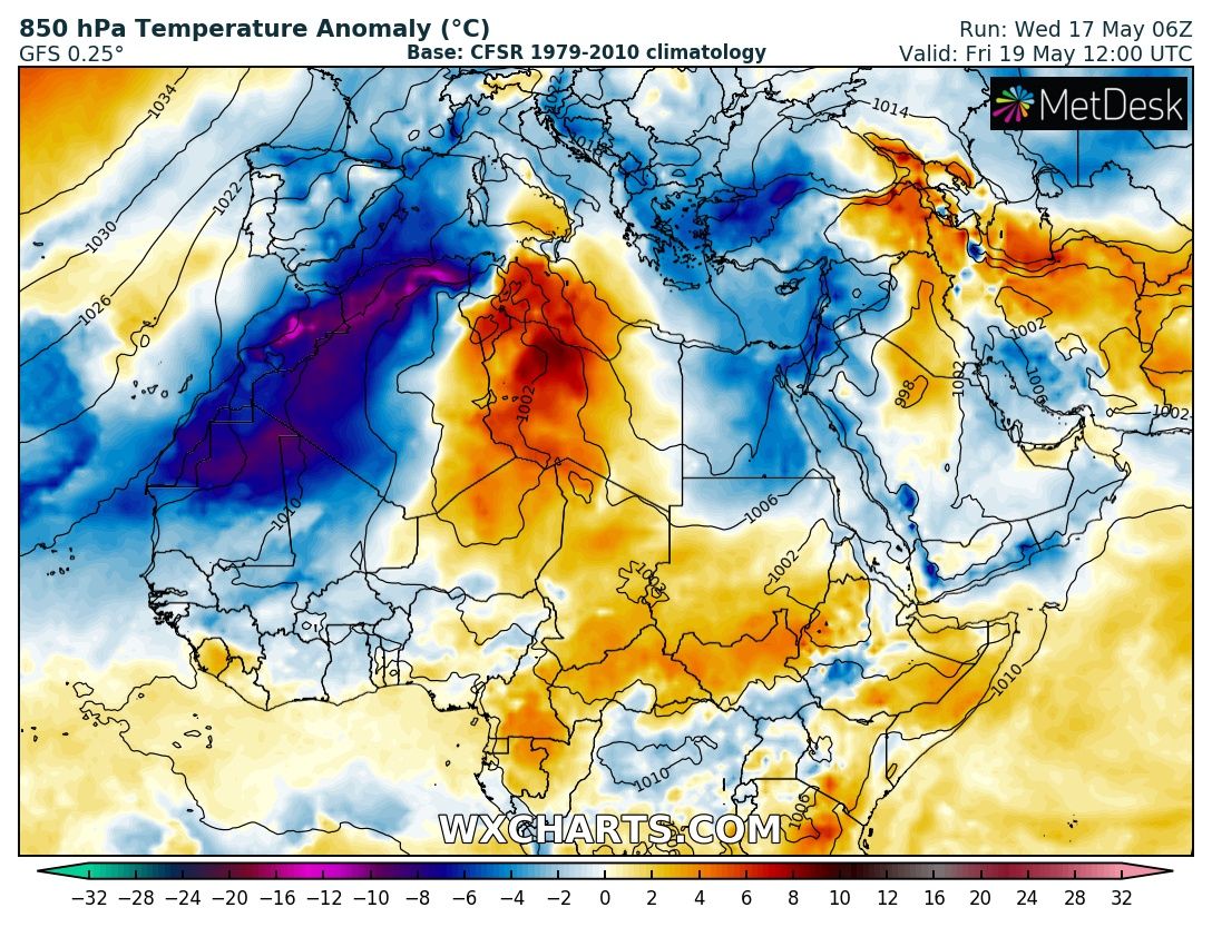 Anomalías térmicas en el norte de África