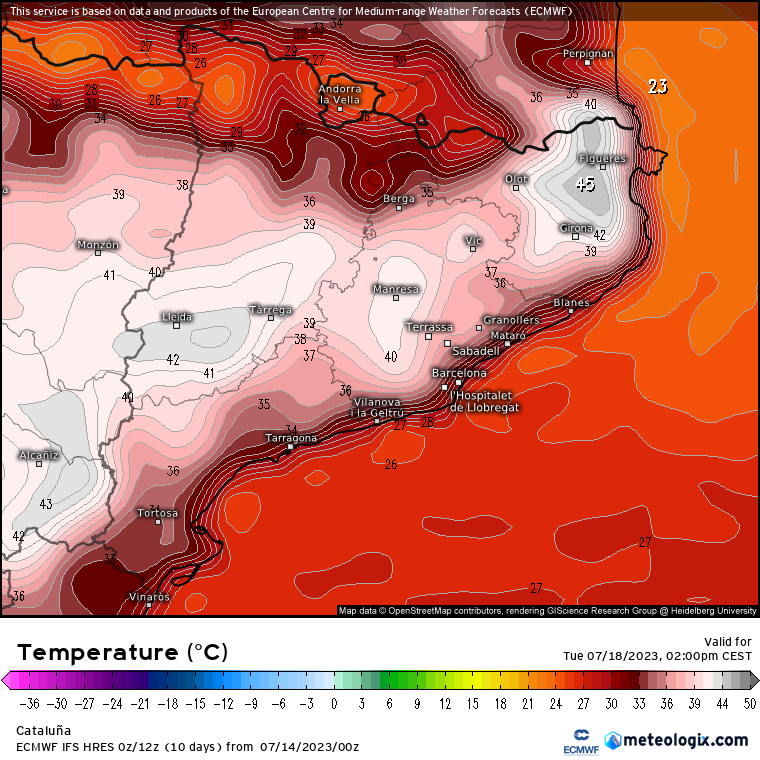 Temperaturas en superficie modelo europeo