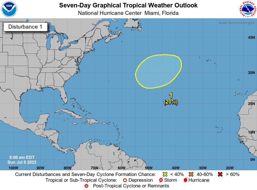Probabilidades de ciclón tropical, mapa