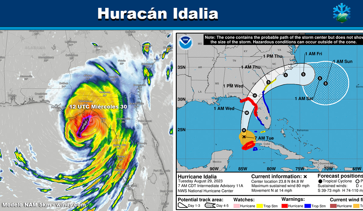 Imágenes y seguimiento del huracán Idalia