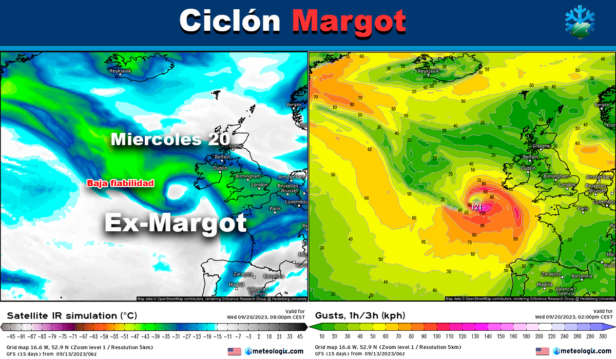 Mapa seguimiento ciclón Margot