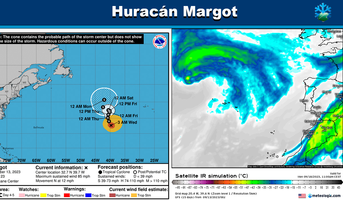 Mapas meteorológicos huracán Margot
