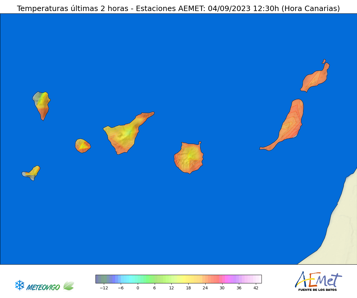 Mapa de temperaturas AEMET Canarias