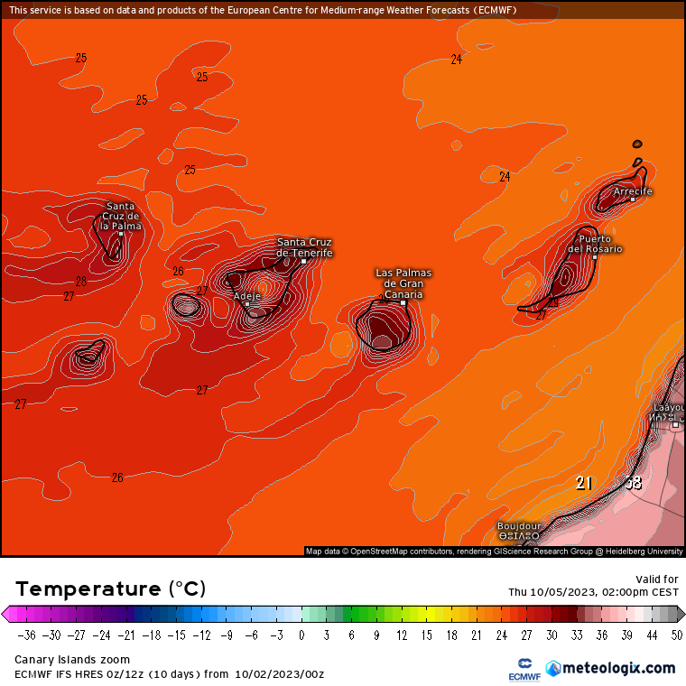 ECMWF temperaturas Canarias