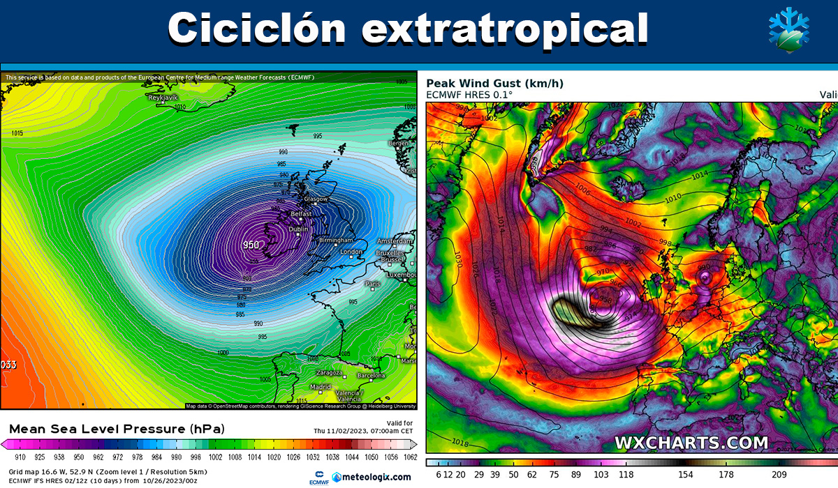 Mapa ciclón extratropical