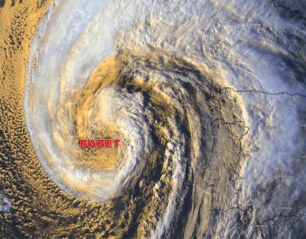 Imágenes de satélite de la borrasca Babet
