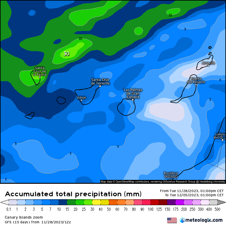 GFS lluvias Canarias