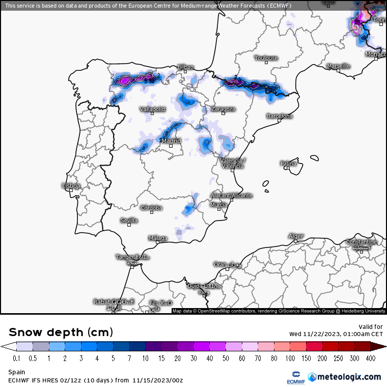 ECMWF nieve acumulada