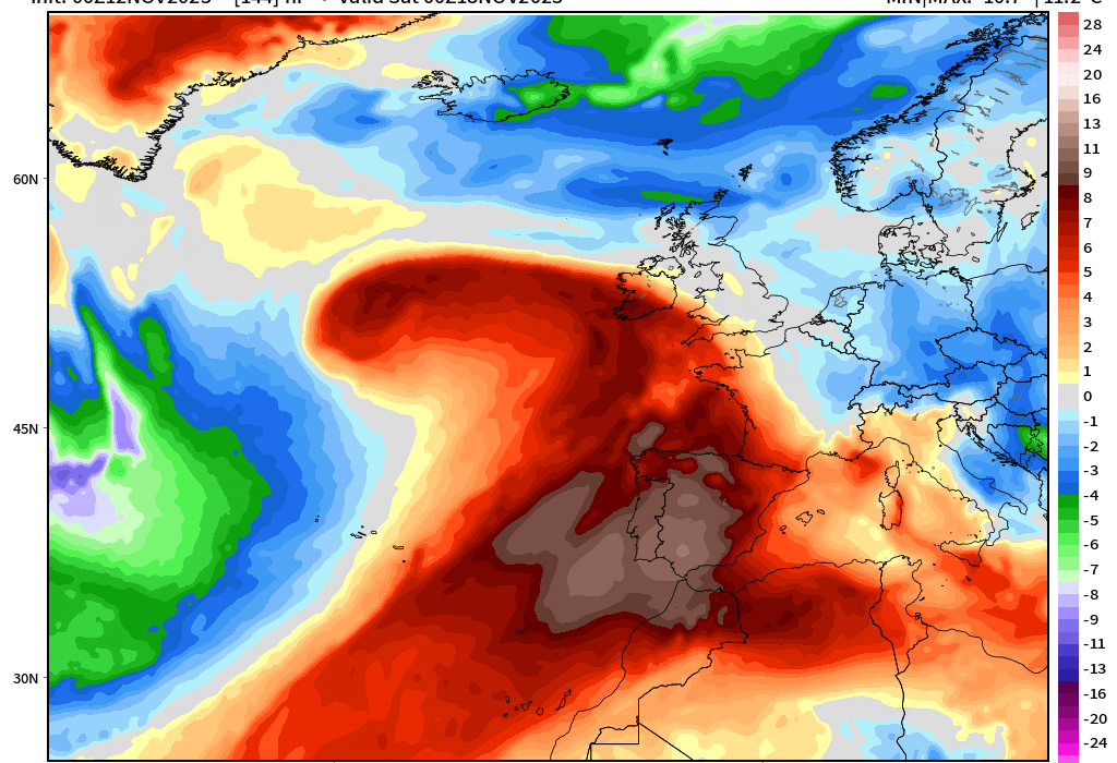 Mapa de anomalías térmicas