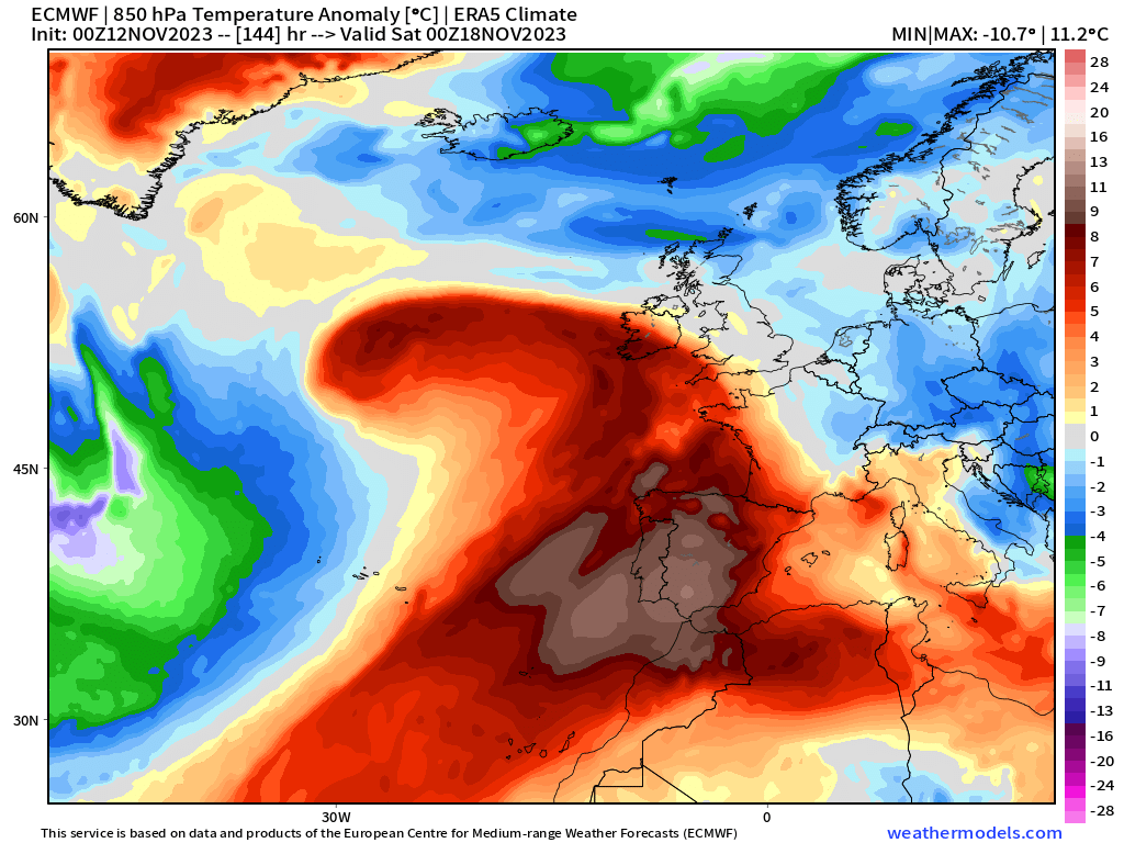 Mapa de anomalías térmicas
