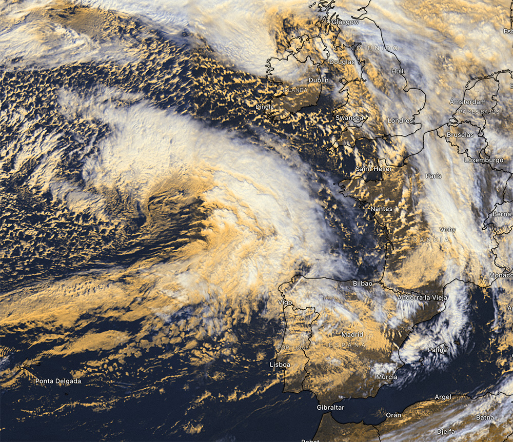 Imágenes del satélite del ciclón/borrasca Ciarán