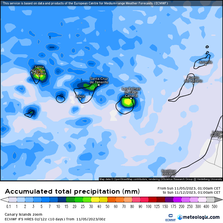 ECMWF lluvias Canarias 