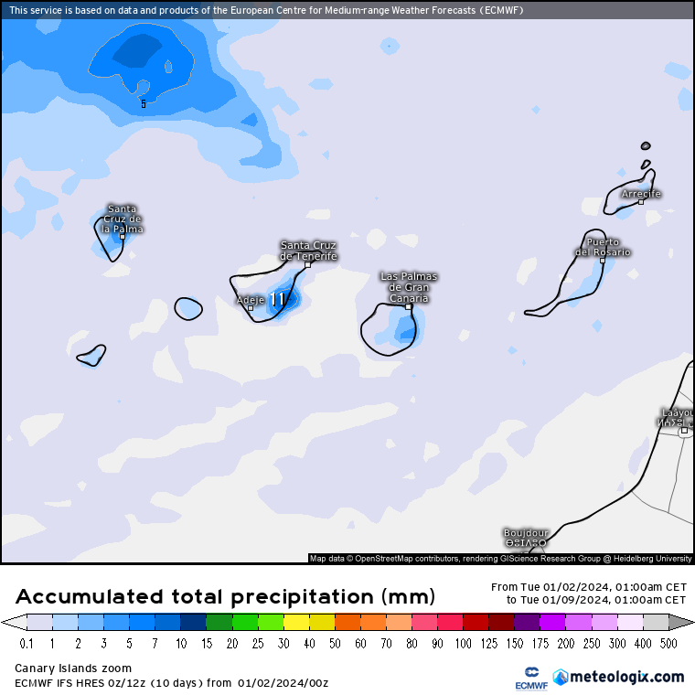 ECMWF lluvias Canarias