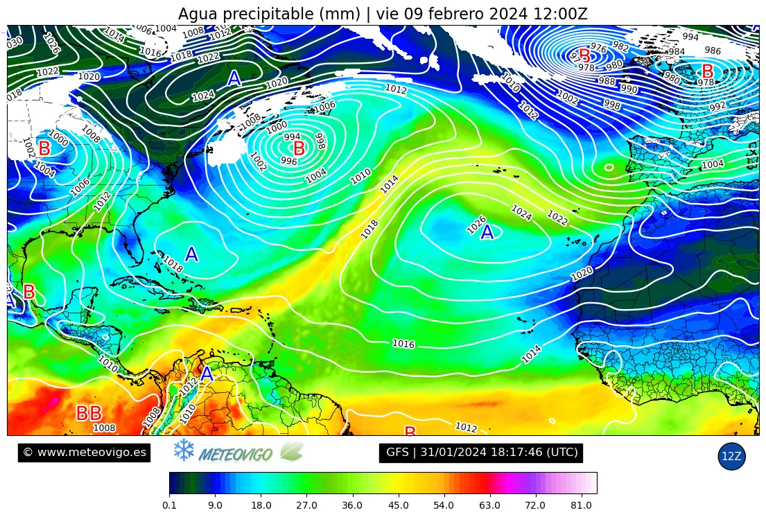 Mapa de agua precipitable