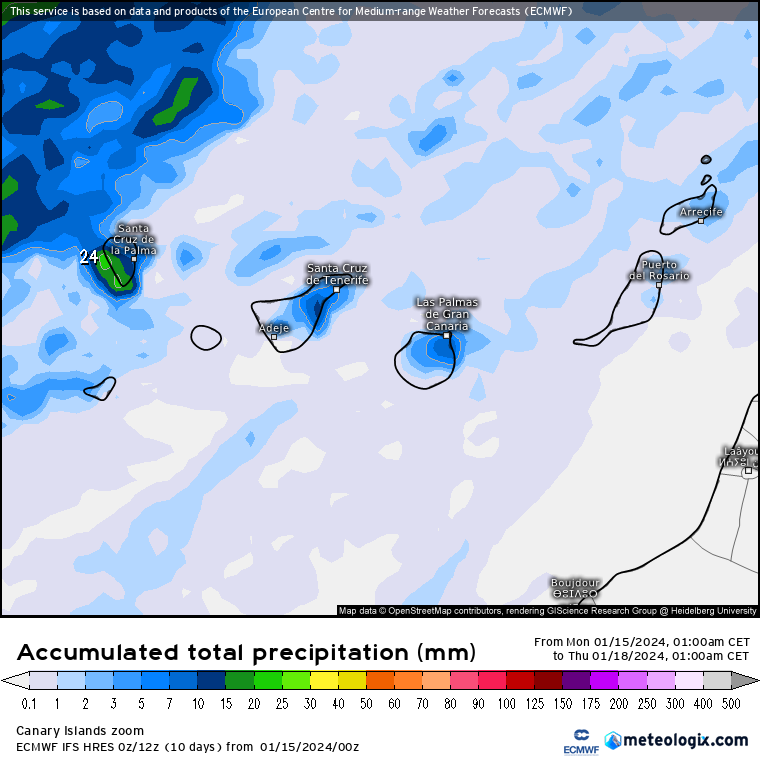 ECMWF lluvias Canarias
