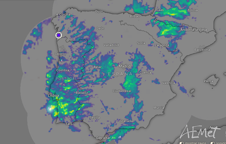 Radar de precipitaciones borrasca Irene 2024