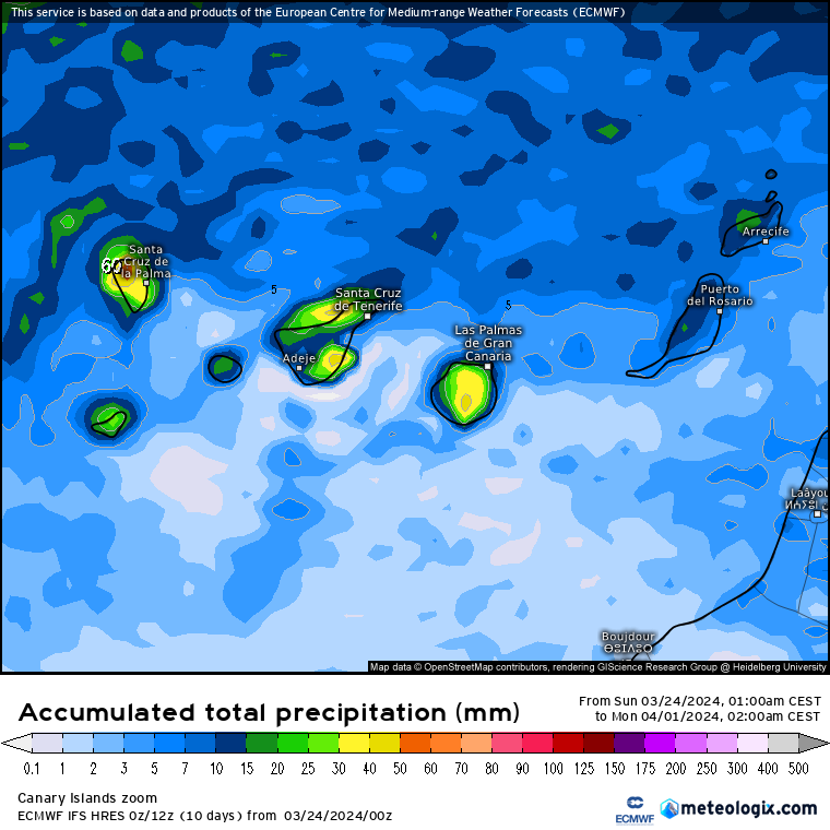ECMWF lluvias Canarias 