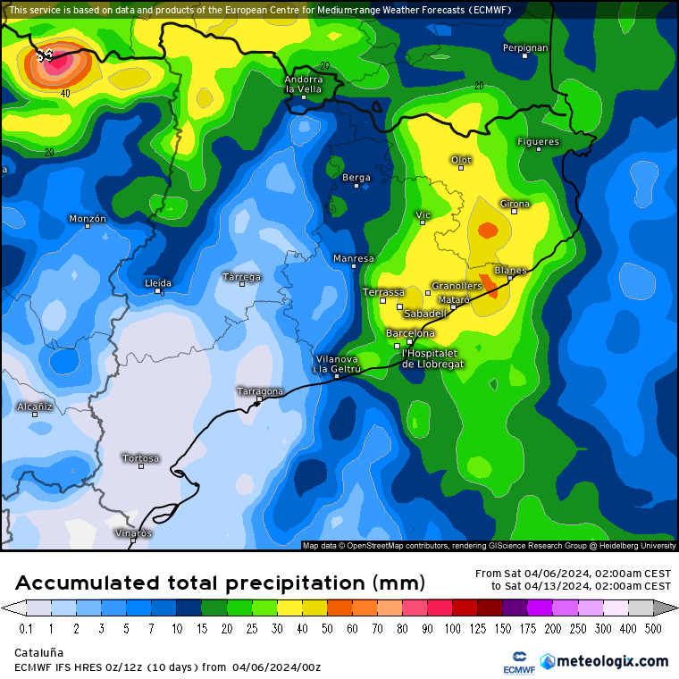 ECMWF lluvias Cataluña