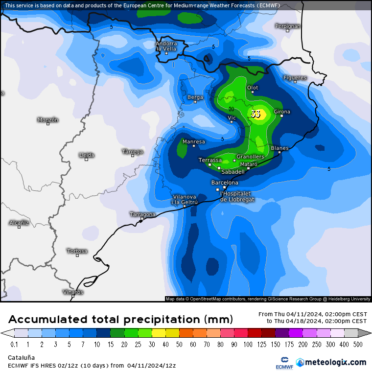 ECMWF lluvias Cataluña