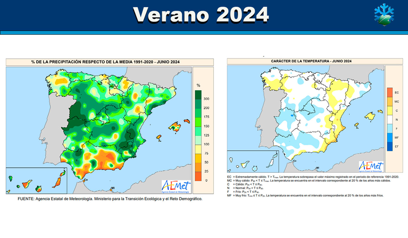 Junio frío en España mapas