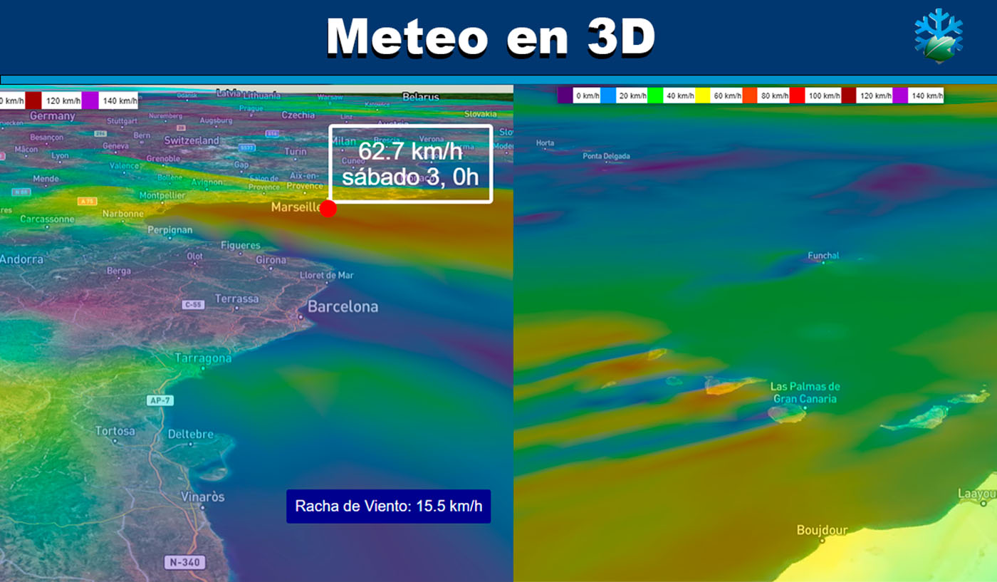 Rachas de viento en 3D