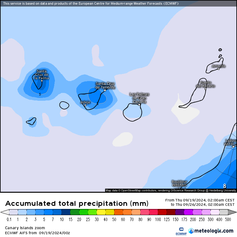 ECMWF lluvias AIFS Canarias