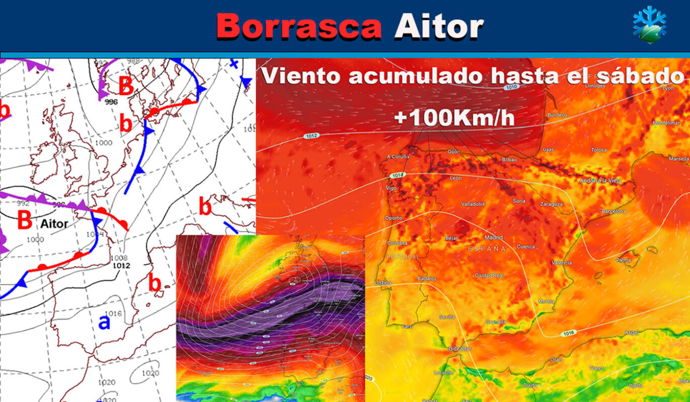 Borrasca Aitor, mapas de impacto en España