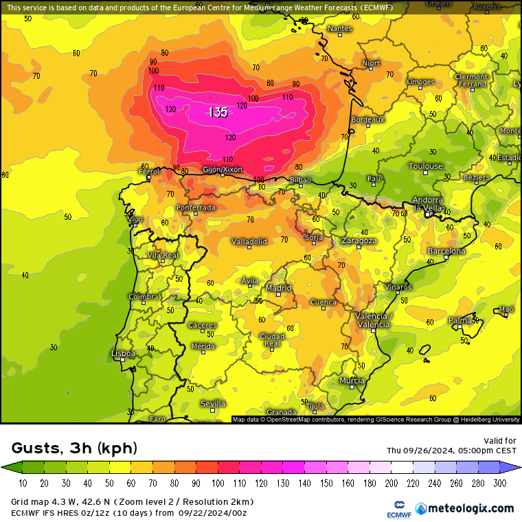 ECMWF rachas de viento 