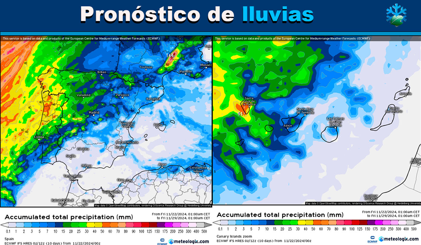 Así va a llover 🌧️ durante los próximos siete días en España según el