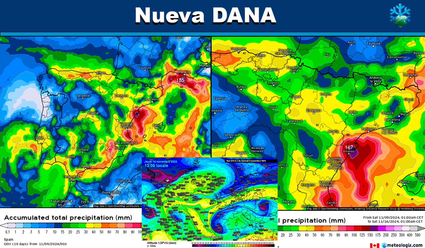 Mapas meteorológicos de una DANA