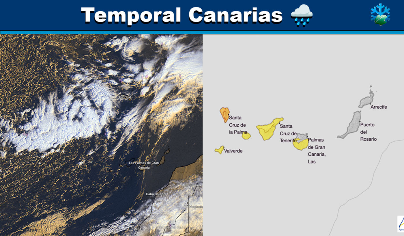 Mapas meteorológicos temporal de lluvias en Canarias