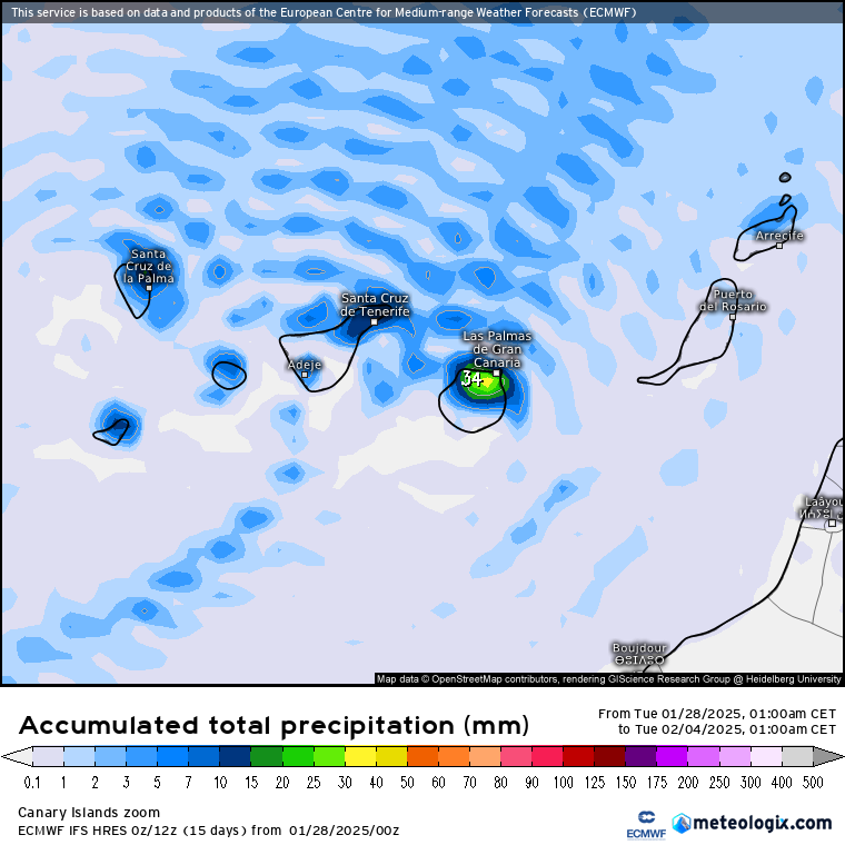ECMWF lluvias Canarias