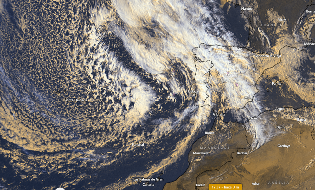 Imágenes del satélite de la borrasca Jana.