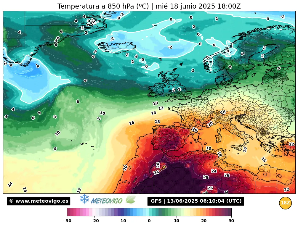 Temperaturas a 850 hPa