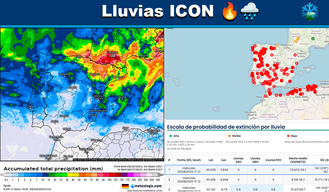 Mapas meteorológicos y de incendios