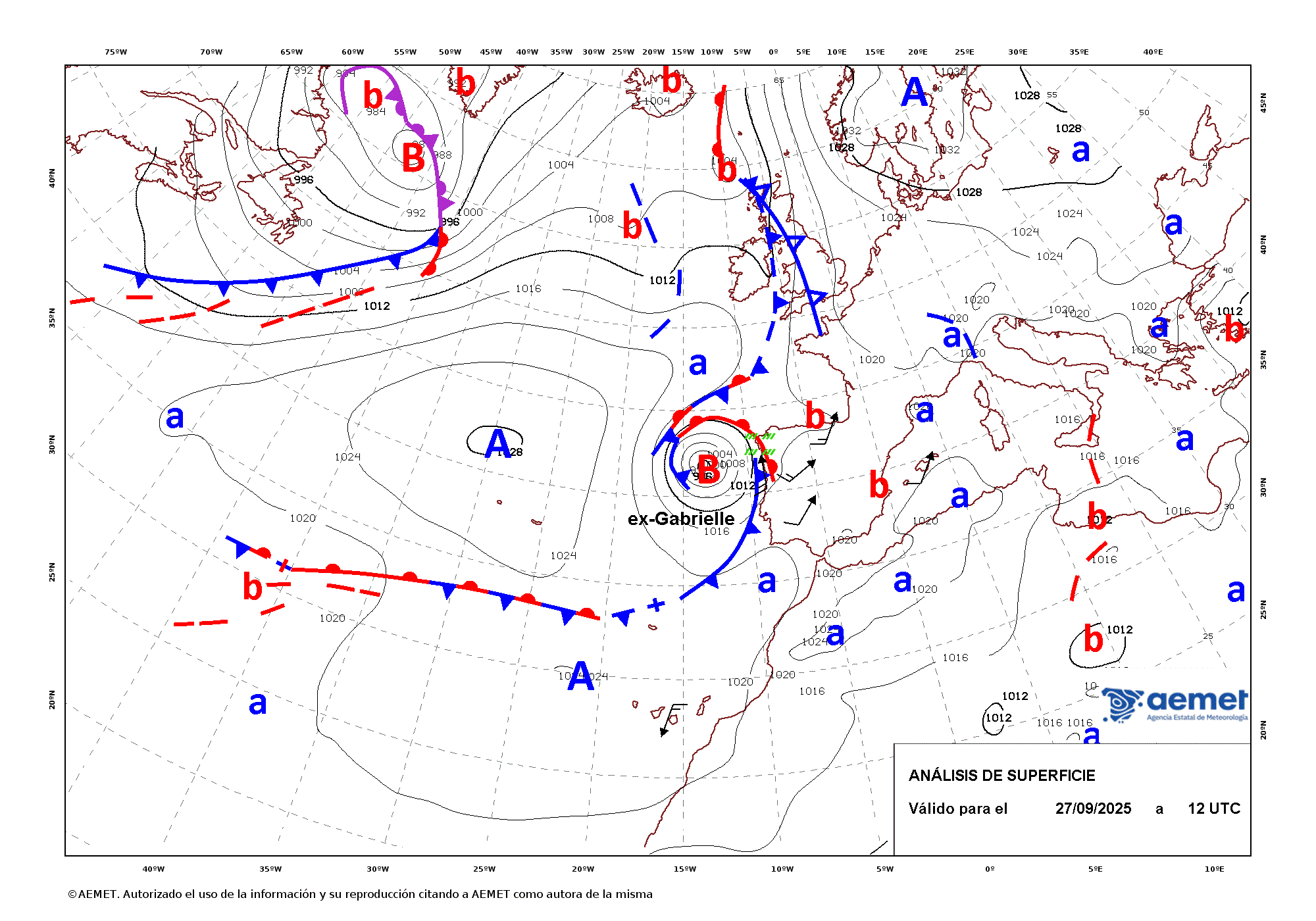 Mapas con frentes