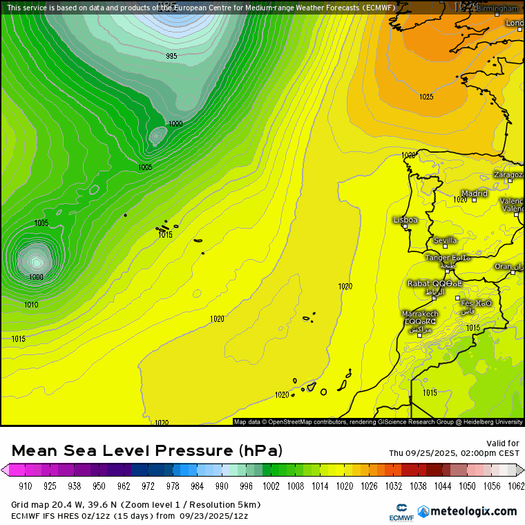 ECMWF Gabrielle presión