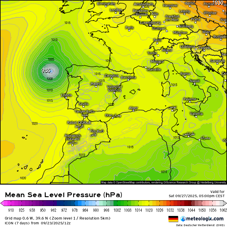 Mapa de presi&oacute;n atmosf&eacute;rica en superficie