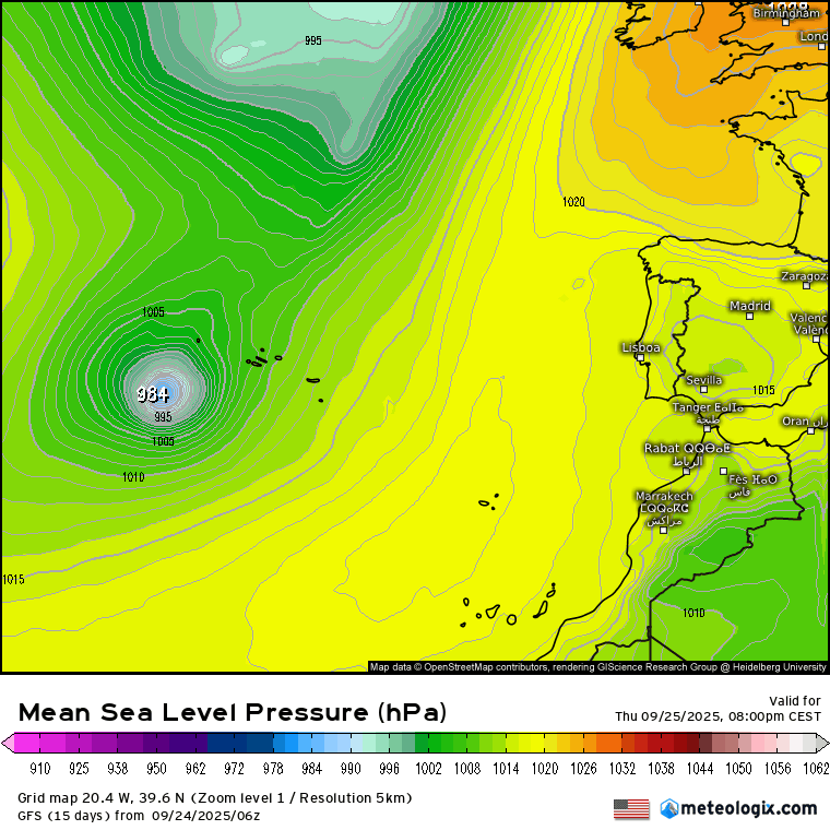 GFS Gabrielle presión