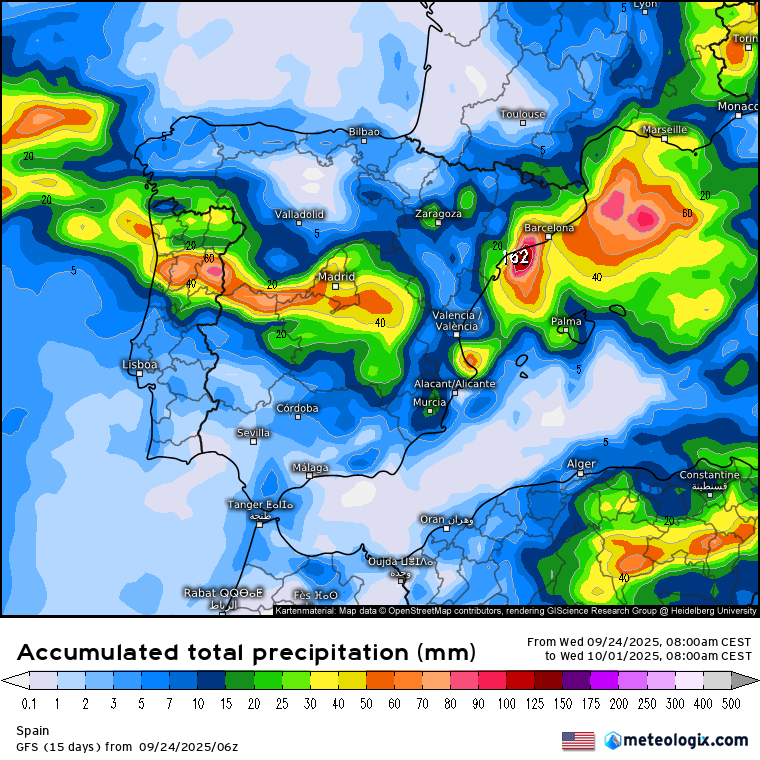GFS lluvias Gabrielle