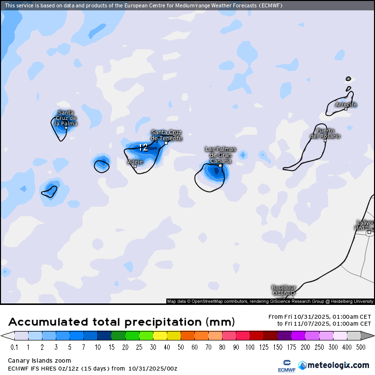 ECMWF lluvias Canarias