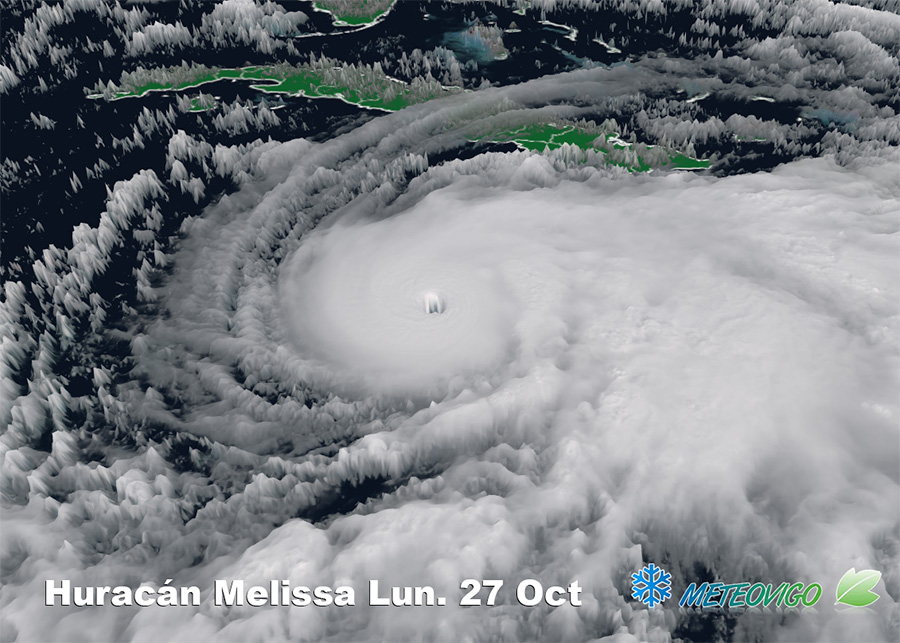 Satelite en 3D Melissa huracán