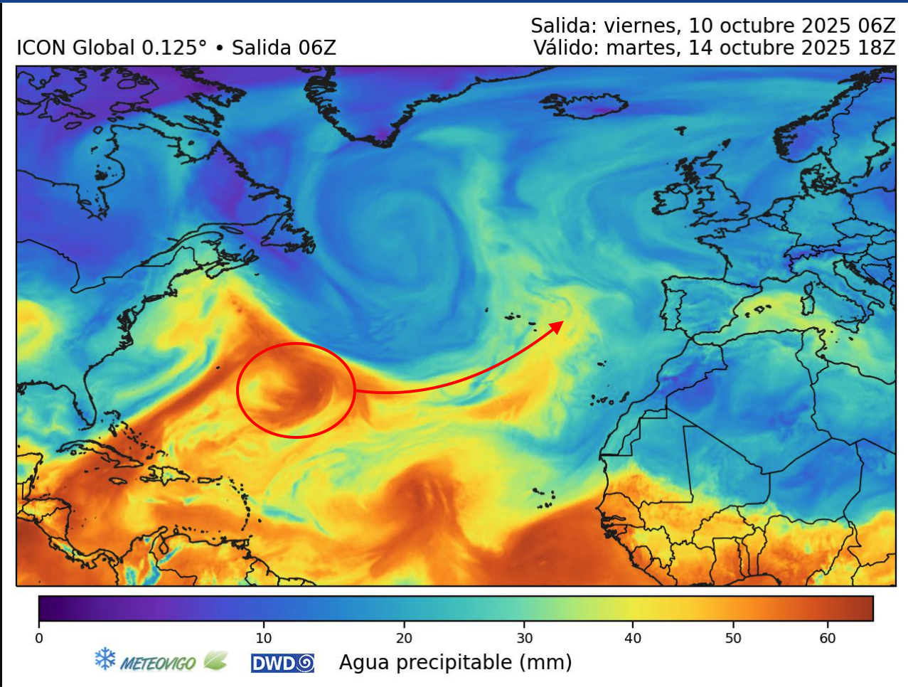 Mapa de agua precipitable