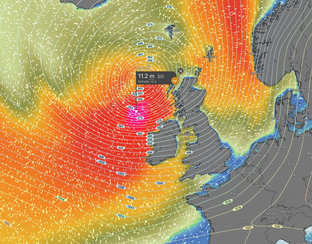 Olas previstas mapa
