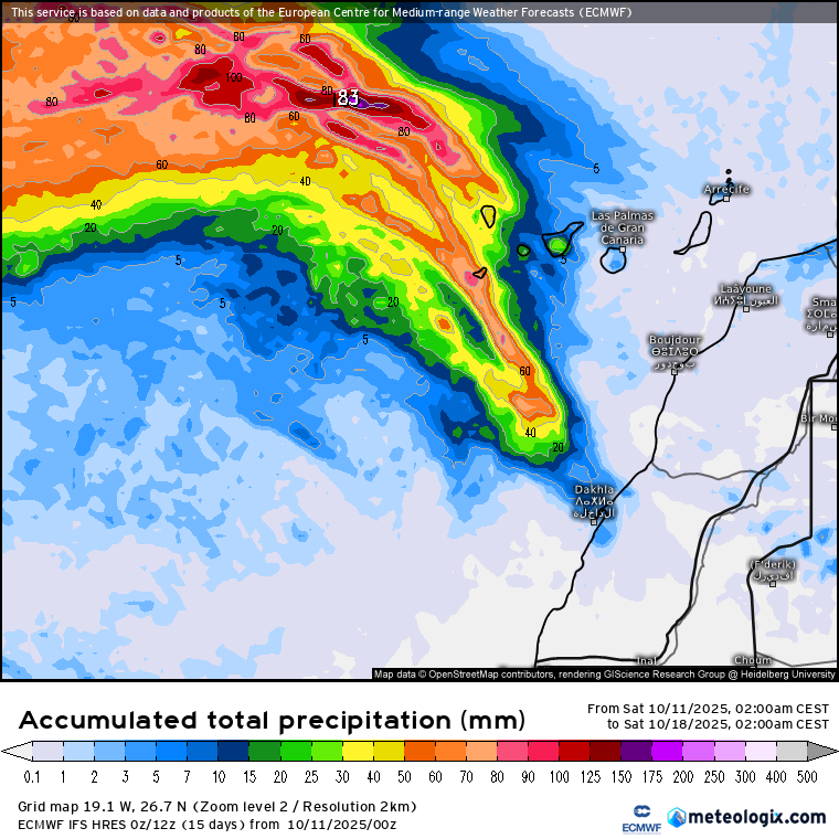 ECMWF lluvias Canarias 
