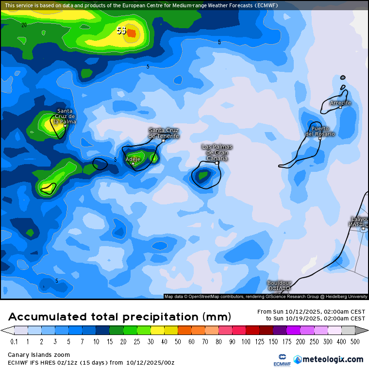 ECMWF lluvias Canarias