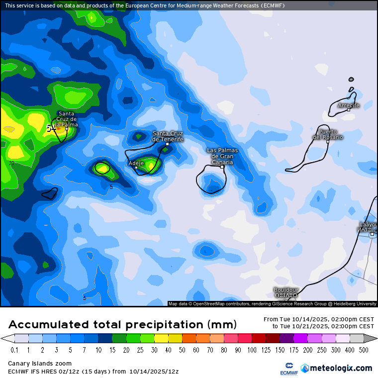 ECMWF lluvias Canarias 