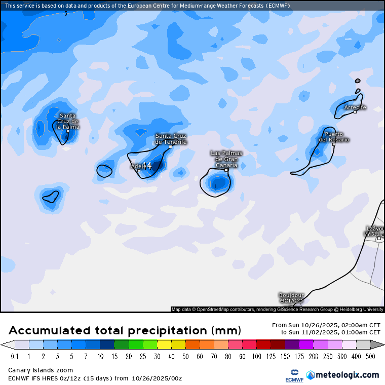 ECMWF lluvias Canarias 