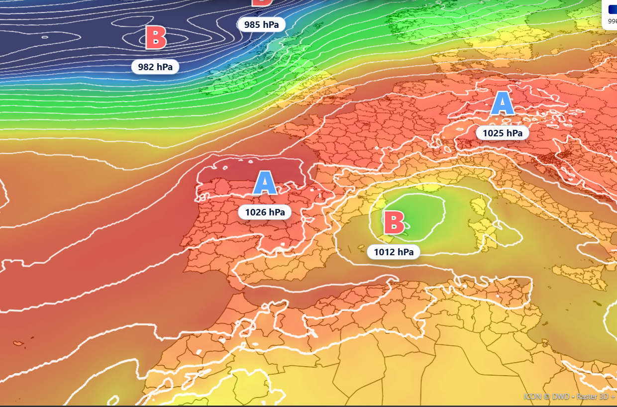 Modelo ICON mapa presi&oacute;n en superficie en 3D